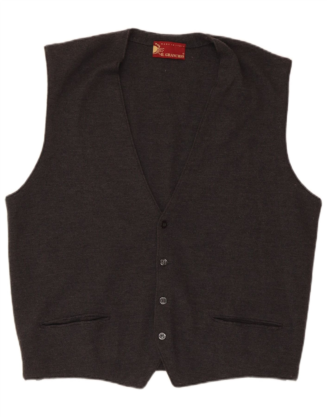 Il Granchio Mens Knit Waistcoat Small Grey Wool
