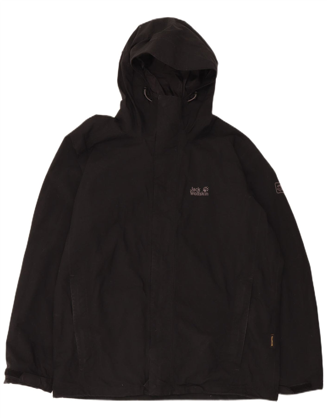 Jack Wolfskin Mens Hooded Rain Jacket UK 40/42 Large Black Polyamide