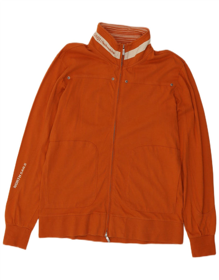 North Sails Mens Graphic Tracksuit Top Jacket XL Orange Cotton Nautical