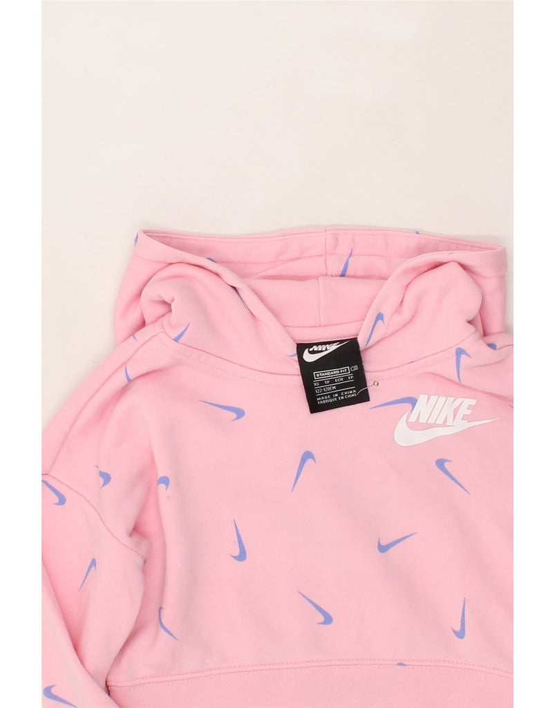 NIKE Girls Standard Crop Graphic Hoodie Jumper 6-7 Years XS Pink Cotton Vintage Nike and Second-Hand Nike from Messina Hembry 
