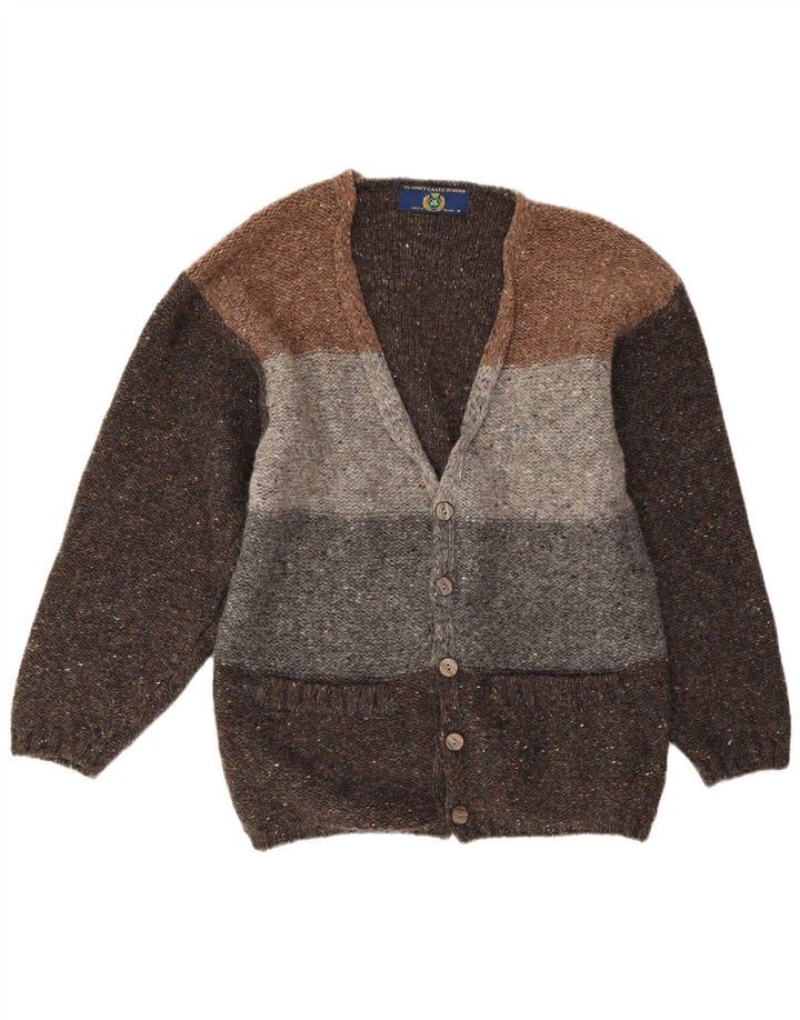 Blarney Castle Mens Cardigan Sweater Medium Grey Colourblock New Wool