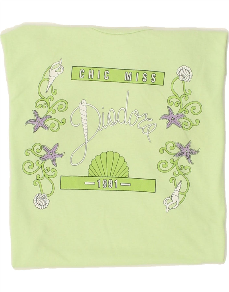 DIADORA Womens Graphic T-Shirt Top Uk 18 XL Green Cotton | Vintage Diadora | Thrift | Second-Hand Diadora | Used Clothing | Messina Hembry 
