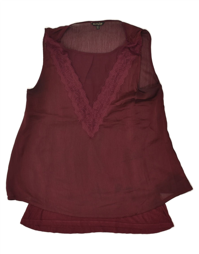 MASSIMO DUTTI Womens Sleeveless Blouse Top UK 12 Medium Burgundy | Vintage Massimo Dutti | Thrift | Second-Hand Massimo Dutti | Used Clothing | Messina Hembry 