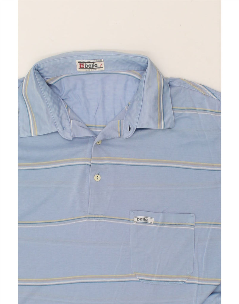 VINTAGE Mens Polo Shirt Medium Blue Striped | Vintage Vintage | Thrift | Second-Hand Vintage | Used Clothing | Messina Hembry 