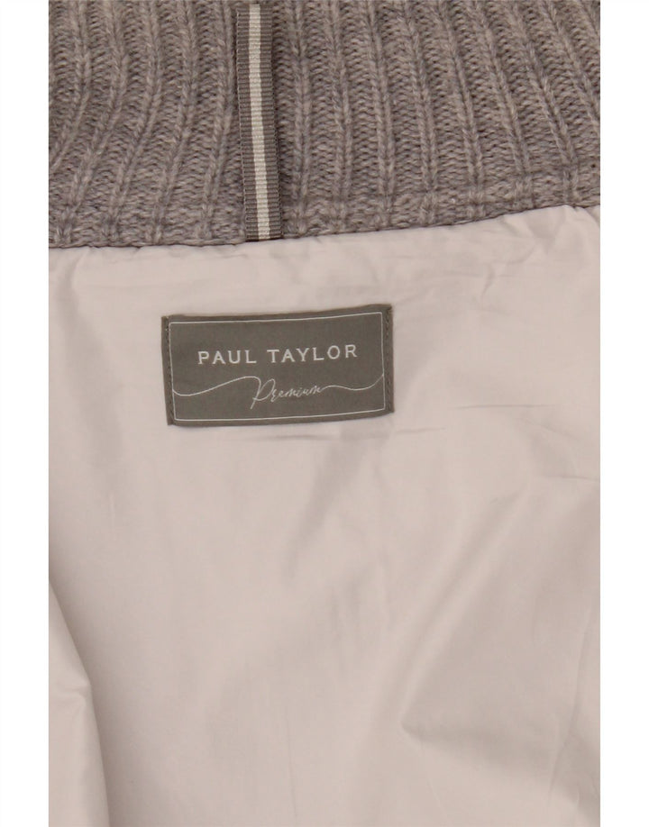 Paul Taylor Mens Knit Windbreaker Jacket UK 38 Medium Grey Wool