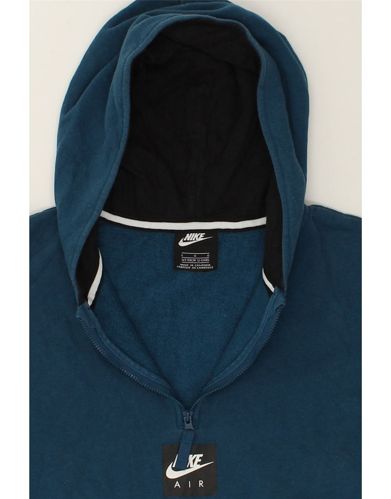 NIKE Boys Zip Neck Hoodie Jumper 12-13 Years Large  Navy Blue Cotton | Vintage Nike | Thrift | Second-Hand Nike | Used Clothing | Messina Hembry 