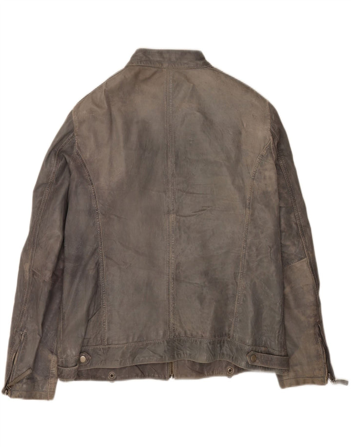Vivien Caron Womens Leather Jacket UK 20 2XL Grey Leather