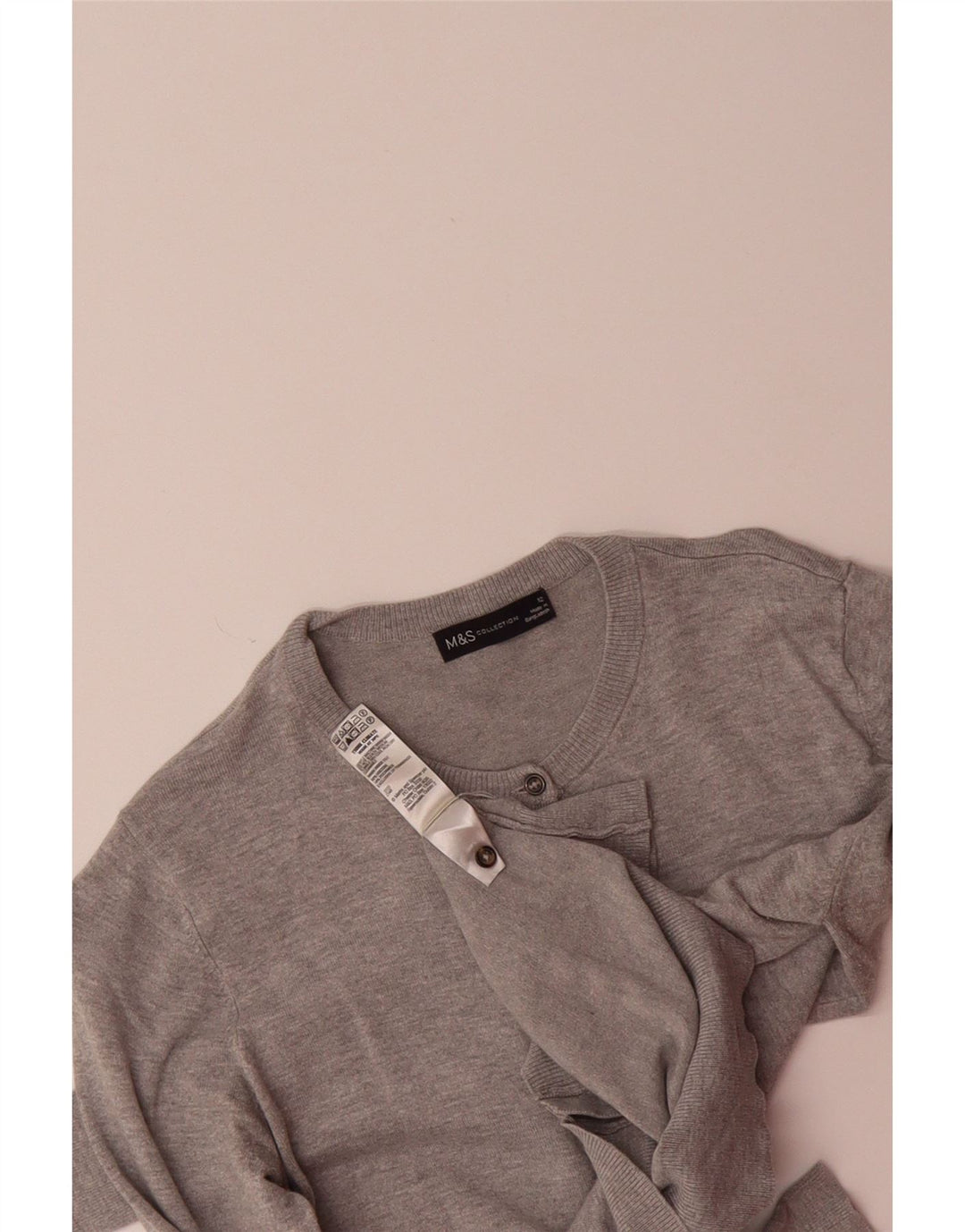 MARKS & SPENCER Womens Cardigan Sweater UK 12 Medium Grey Viscose Vintage Marks & Spencer and Second-Hand Marks & Spencer from Messina Hembry 