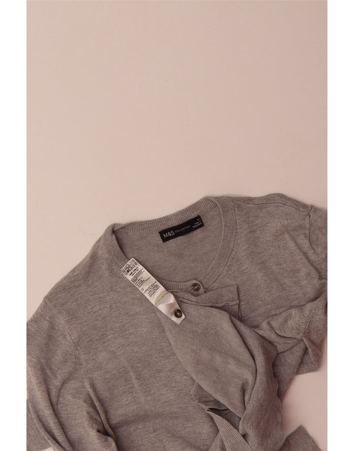 MARKS & SPENCER Womens Cardigan Sweater UK 12 Medium Grey Viscose Vintage Marks & Spencer and Second-Hand Marks & Spencer from Messina Hembry 