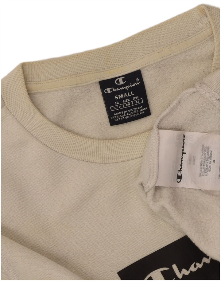 CHAMPION Mens Graphic Sweatshirt Jumper Small White Cotton