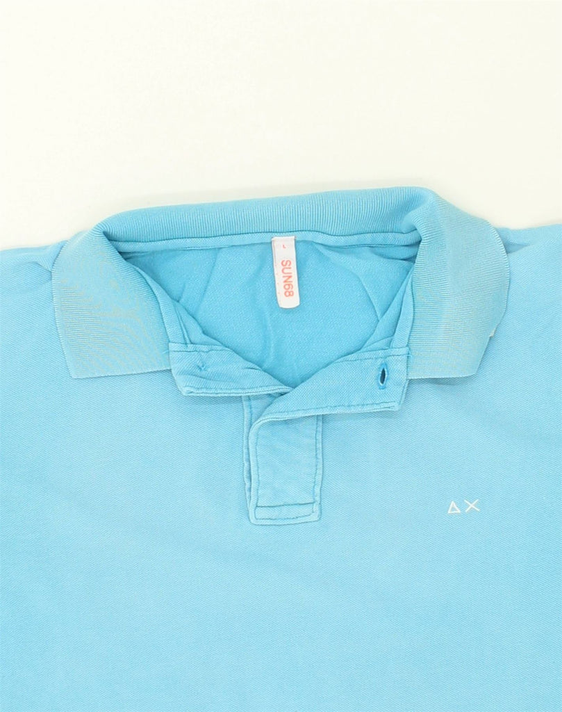 SUN68 Mens Polo Shirt Large Blue Cotton | Vintage Sun68 | Thrift | Second-Hand Sun68 | Used Clothing | Messina Hembry 