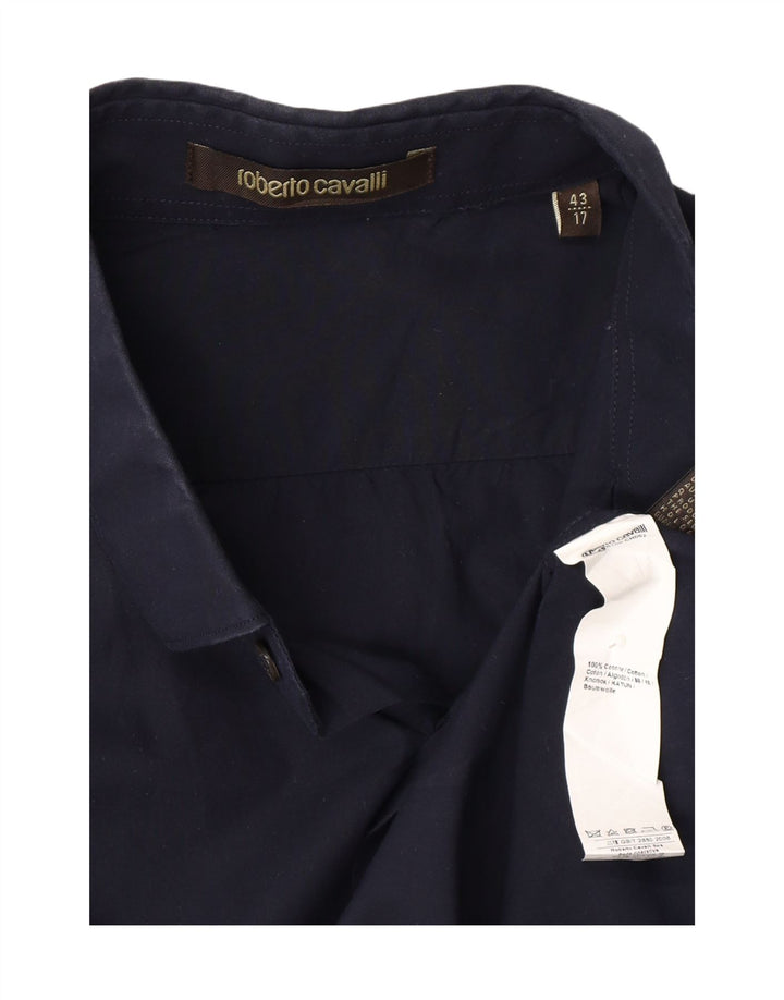 ROBERTO CAVALLI Mens Shirt Size 43 17 XL Navy Blue Vintage Roberto Cavalli and Second-Hand Roberto Cavalli from Messina Hembry 