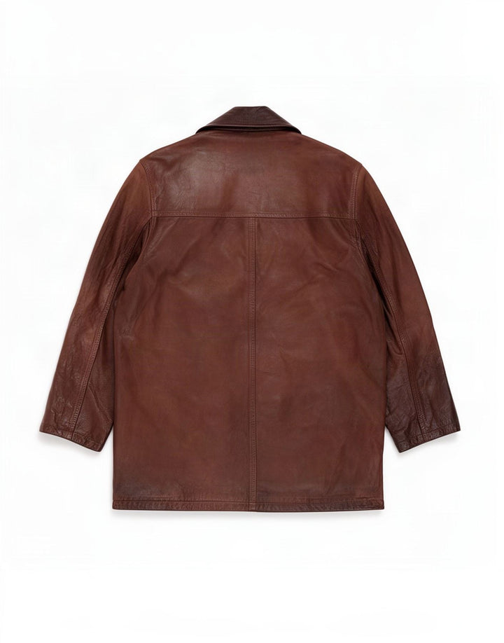 E.B. Company Mens Leather Coat UK 38 Medium Brown