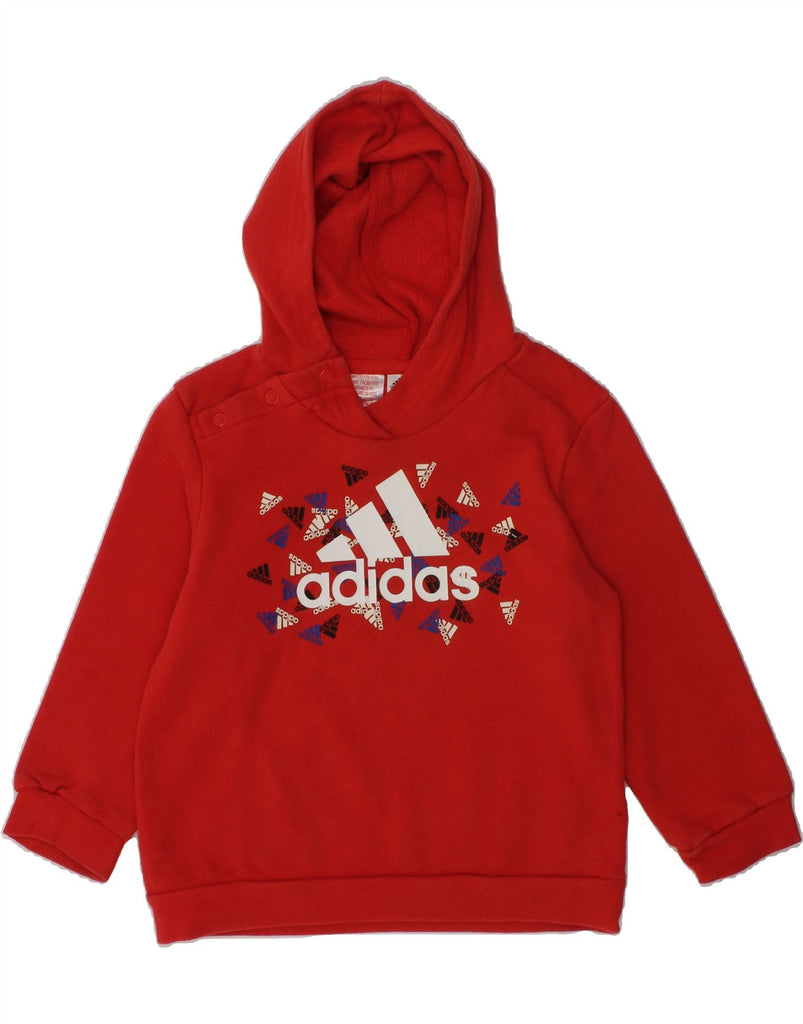 ADIDAS Girls Graphic Hoodie Jumper 2-3 Years Red Cotton | Vintage Adidas | Thrift | Second-Hand Adidas | Used Clothing | Messina Hembry 