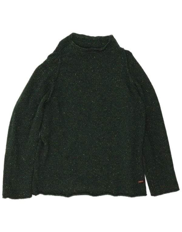 Gas Womens Turtle Neck Jumper Sweater UK 20 2XL Green Flecked Wool