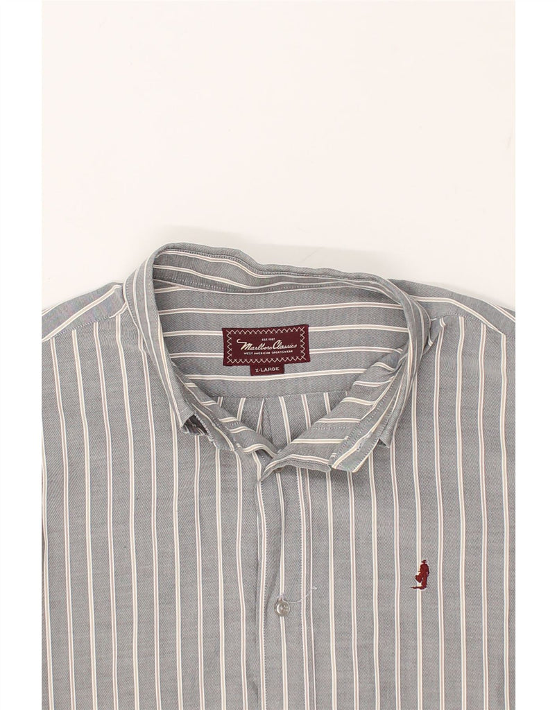 MARLBORO CLASSICS Mens Shirt XL Grey Striped Cotton | Vintage Marlboro Classics | Thrift | Second-Hand Marlboro Classics | Used Clothing | Messina Hembry 