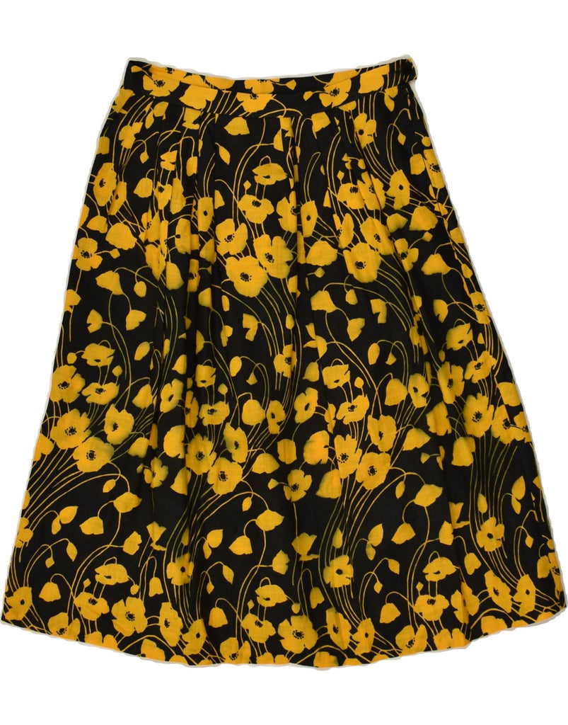 VINTAGE Womens A-Line Skirt W26 Small  Yellow Floral | Vintage Vintage | Thrift | Second-Hand Vintage | Used Clothing | Messina Hembry 