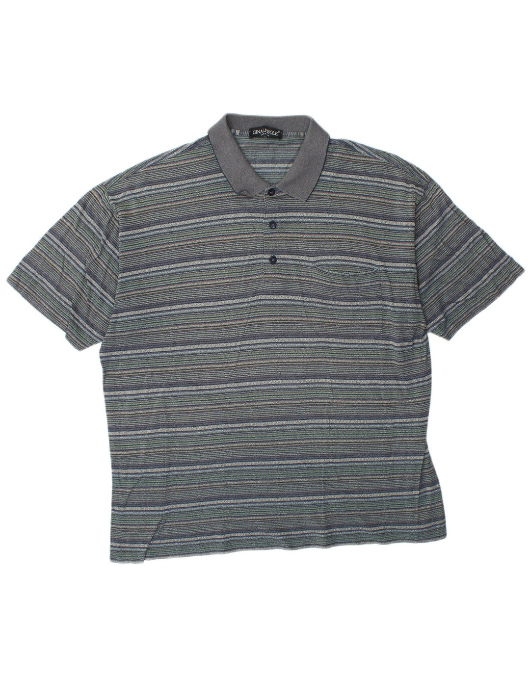 Ginalebole Mens Polo Shirt XL Blue Striped