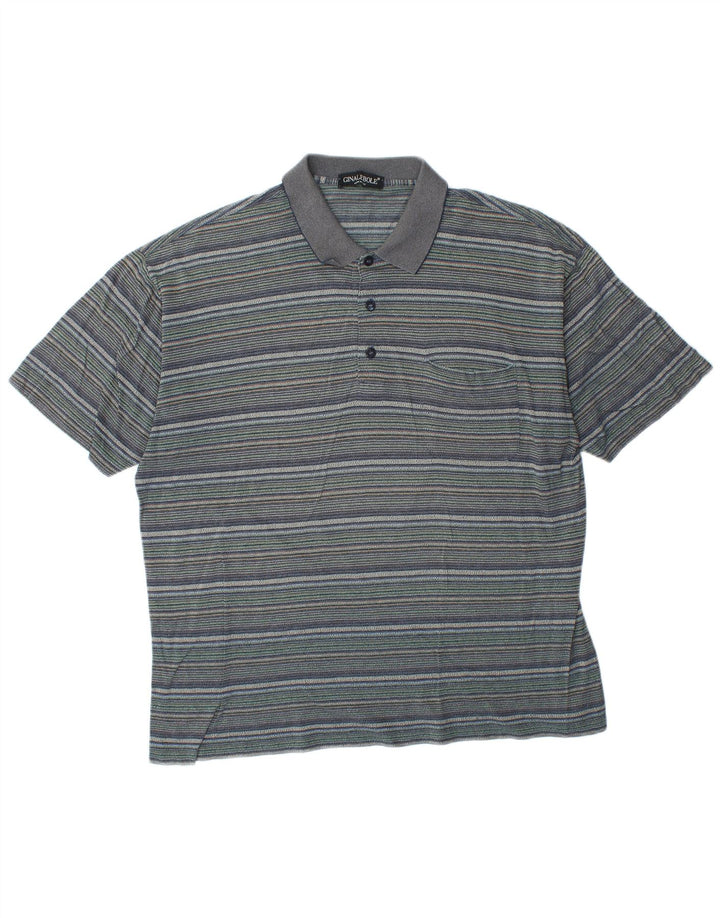 Ginalebole Mens Polo Shirt XL Blue Striped