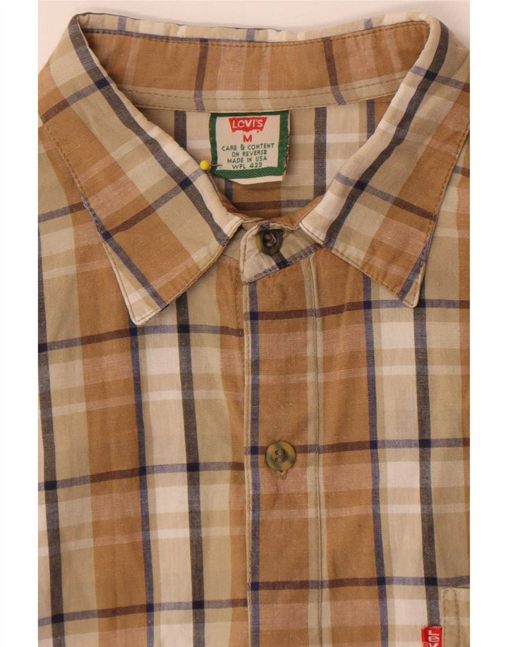Levi's Mens Shirt Medium Brown Plaid Cotton
