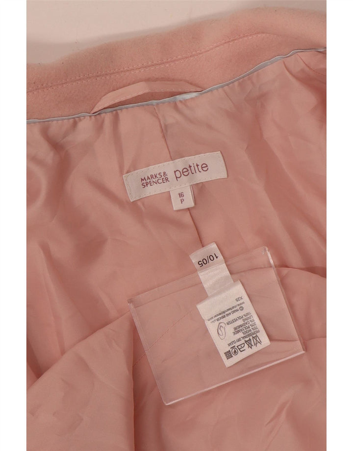 Marks & Spencer Womens Overcoat UK 16 Large Pink Wool