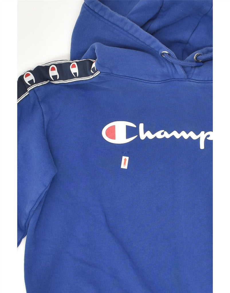 CHAMPION Mens Graphic Hoodie Jumper Medium Blue Cotton | Vintage Champion | Thrift | Second-Hand Champion | Used Clothing | Messina Hembry 