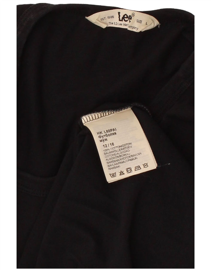 LEE Mens Graphic T-Shirt Top Large Black Cotton