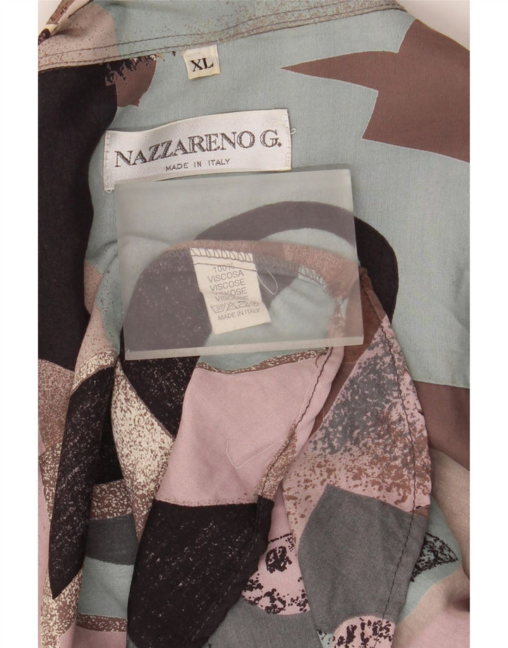 Nazzareno G. Mens Abstract Pattern Shirt XL Multicoloured Viscose