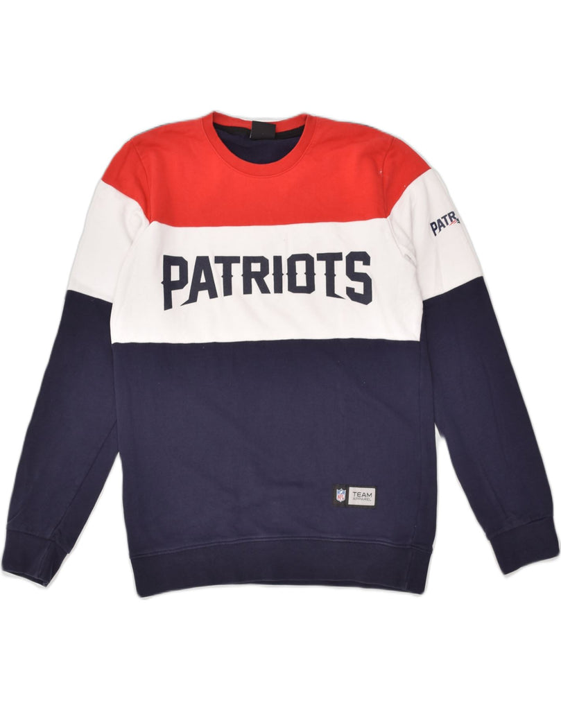 NFL Mens Graphic Sweatshirt Jumper Medium Navy Blue Colourblock Cotton | Vintage NFL | Thrift | Second-Hand NFL | Used Clothing | Messina Hembry 
