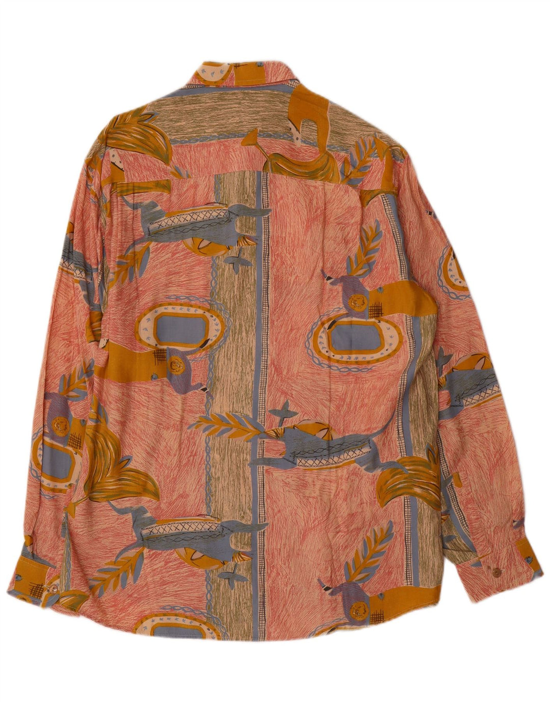 Vintage Mens Abstract Pattern Shirt Large Pink