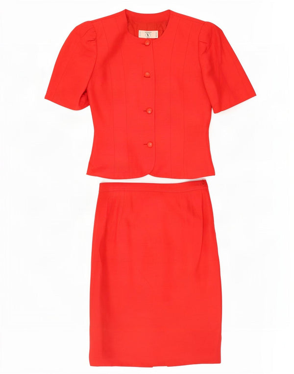Valentino Womens Short Sleeve 2 Piece Skirt Set UK 10 Small W26 Red