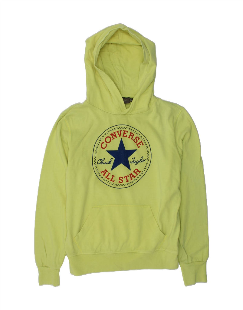 CONVERSE Girls Graphic Hoodie Jumper 11-12 Years Green Cotton | Vintage Converse | Thrift | Second-Hand Converse | Used Clothing | Messina Hembry 