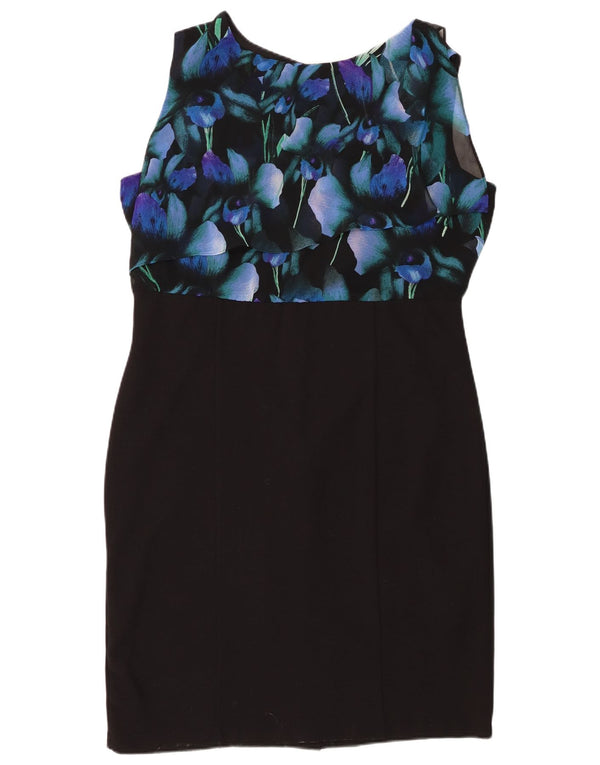 Monsoon Womens Sleeveless Sheath Dress UK 18 XL Black Floral Polyester
