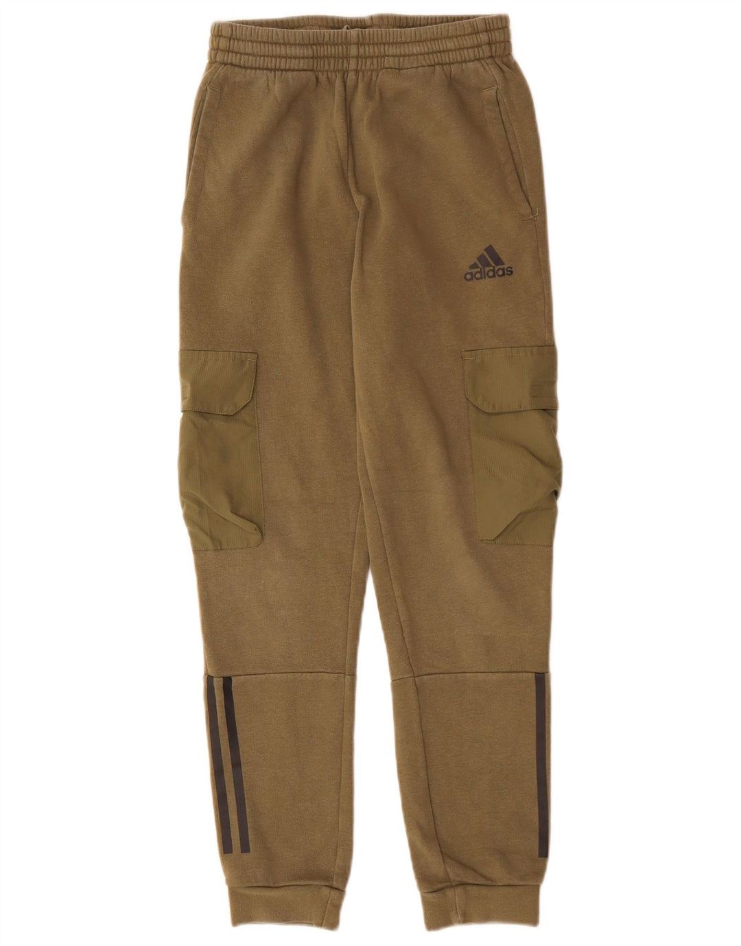 ADIDAS Boys Cargo Tracksuit Trousers Joggers 11-12 Years  Khaki Cotton