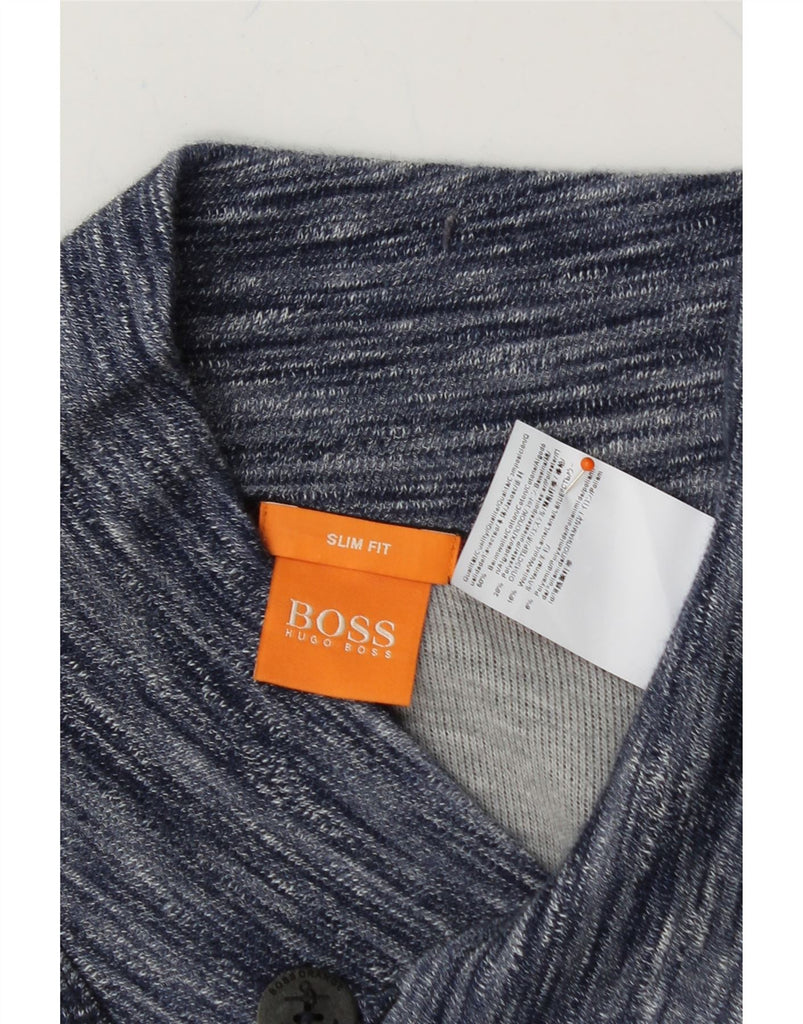 HUGO BOSS Mens Slim Fit Shawl Neck Sweatshirt Jumper Large Blue Flecked Vintage Hugo Boss and Second-Hand Hugo Boss from Messina Hembry 