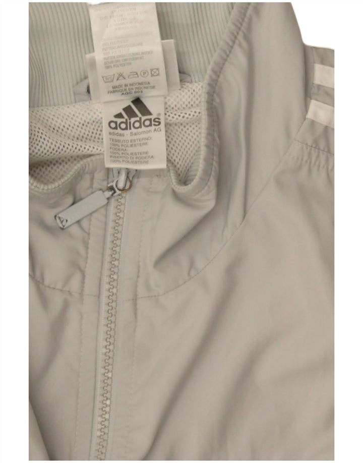 Adidas Mens Tracksuit Top Jacket UK 42/44 Large Grey Polyester