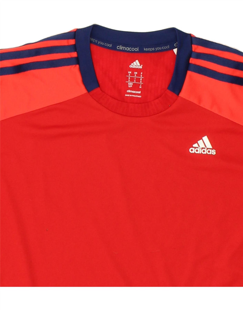 ADIDAS Mens Climacool Graphic T-Shirt Top Small Red Colourblock Polyester | Vintage Adidas | Thrift | Second-Hand Adidas | Used Clothing | Messina Hembry 