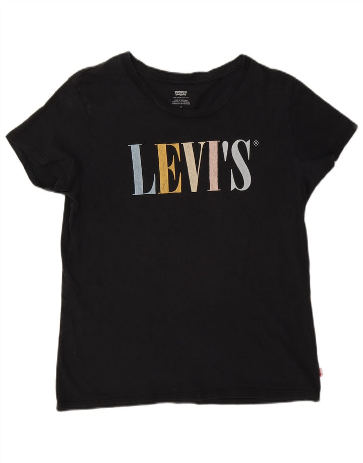 Levi's Womens Graphic T-Shirt Top UK 14 Medium Black