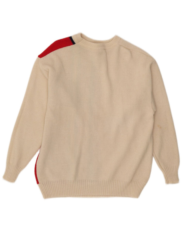 Vintage Womens Boat Neck Jumper Sweater IT 52 2XL White Colourblock Wool
