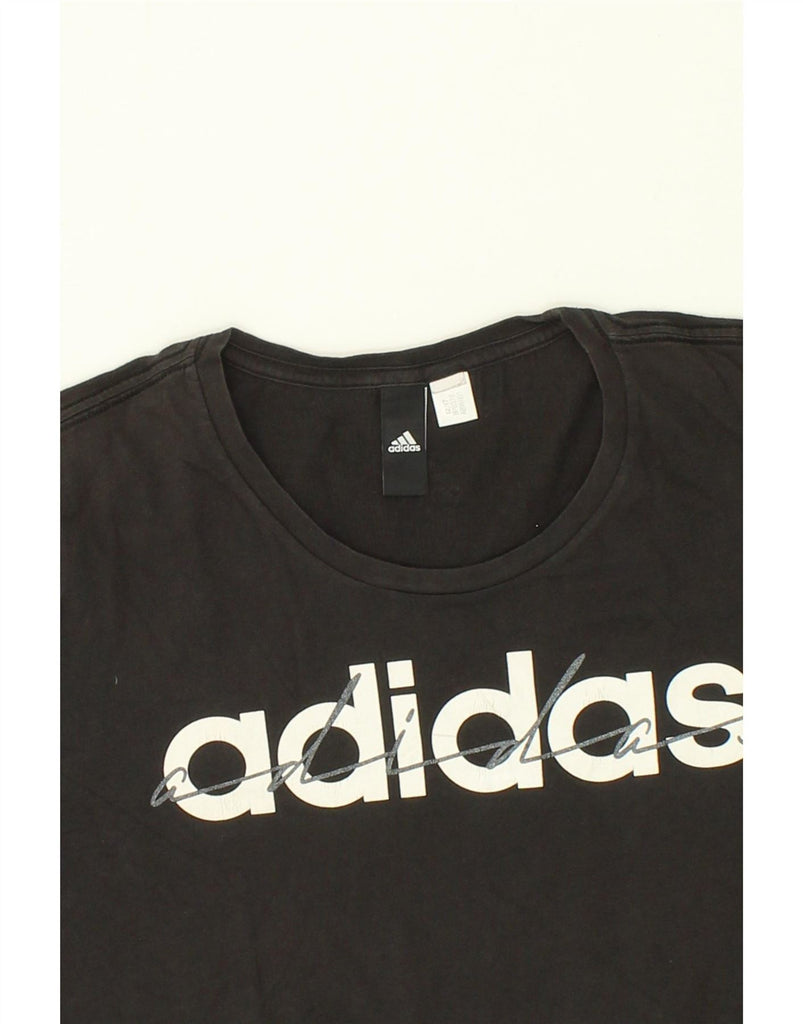 ADIDAS Womens Graphic T-Shirt Top UK 16 Large Black Vintage Adidas and Second-Hand Adidas from Messina Hembry 