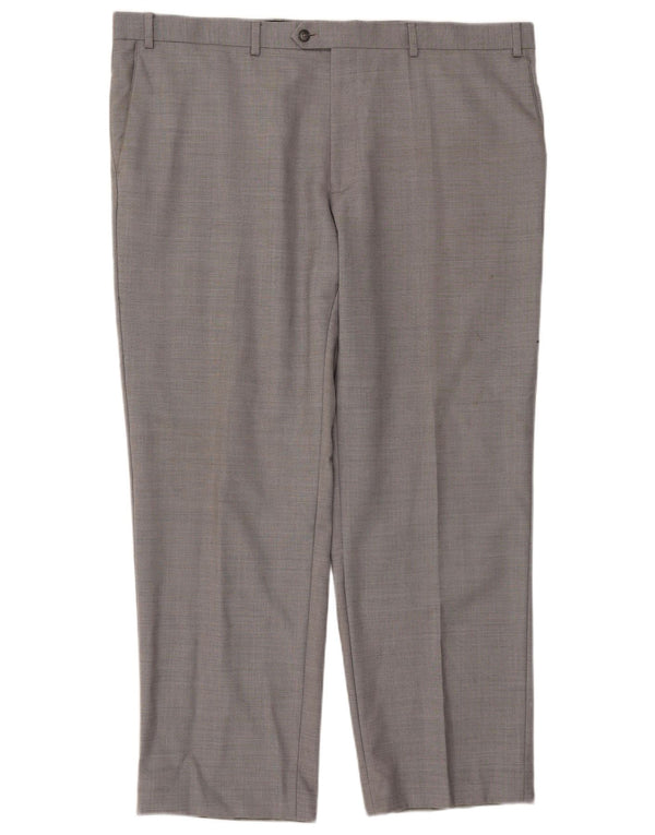 Marks & Spencer Mens Tapered Suit Trousers W44 L31 Grey Wool