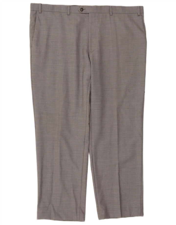 Marks & Spencer Mens Tapered Suit Trousers W44 L31 Grey Wool