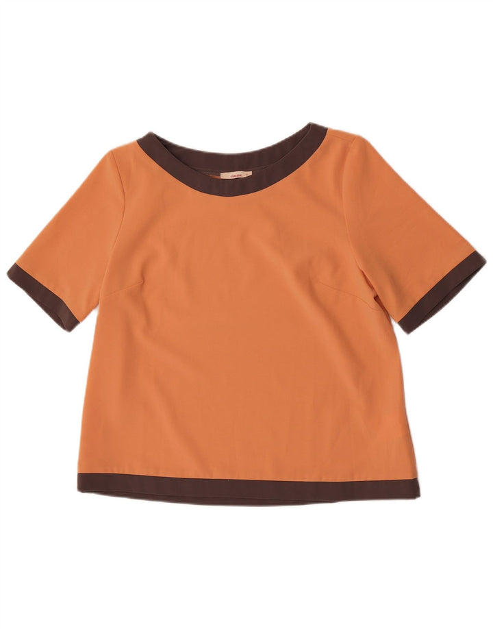 Carrera Womens Crop Blouse Top UK 10 Small Orange Colourblock Polyester