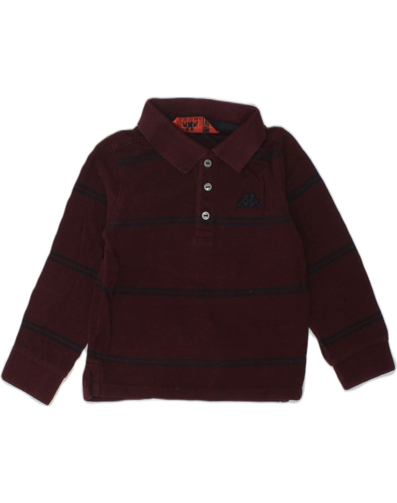 KAPPA Boys Long Sleeve Polo Shirt 2-3 Years Burgundy Striped Cotton | Vintage Kappa | Thrift | Second-Hand Kappa | Used Clothing | Messina Hembry 