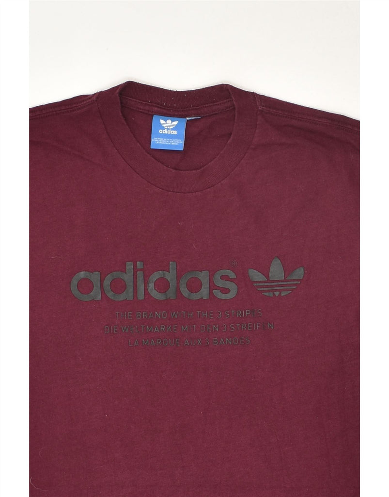 ADIDAS Mens Graphic T-Shirt Top Small Maroon Cotton | Vintage Adidas | Thrift | Second-Hand Adidas | Used Clothing | Messina Hembry 