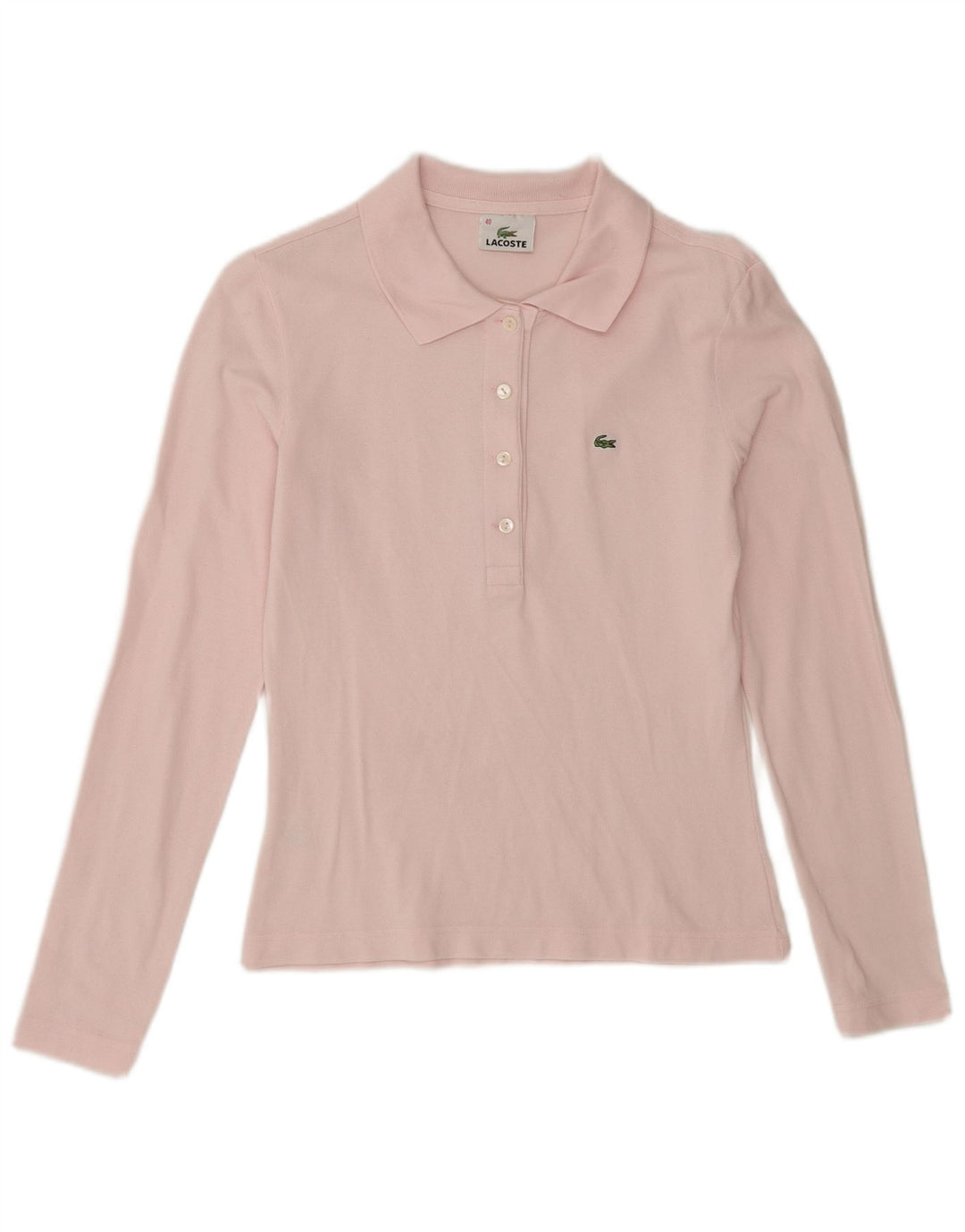 Lacoste Womens Long Sleeve Polo Shirt Size 40 Medium Pink Cotton