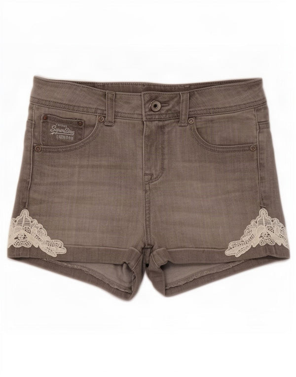 Superdry Womens Denim Shorts W25 XS Grey Cotton