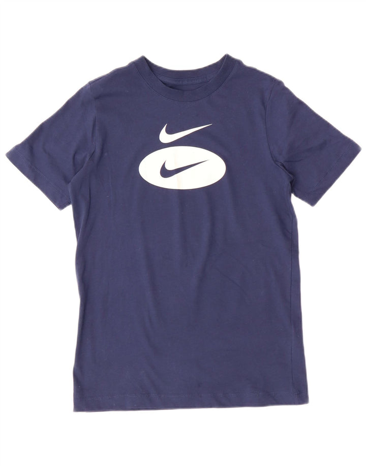 NIKE Boys Graphic T-Shirt Top 10-11 Years Medium Navy Blue Cotton