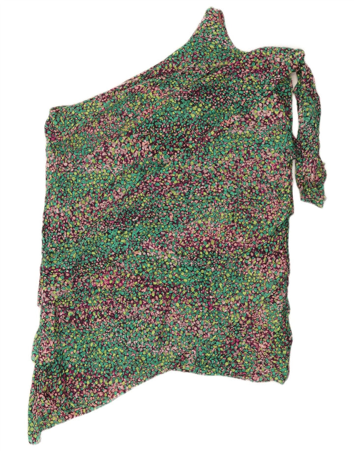 BCBGMAXAZRIA Womens One Shoulder Dress UK 14 Medium Multicoloured Silk