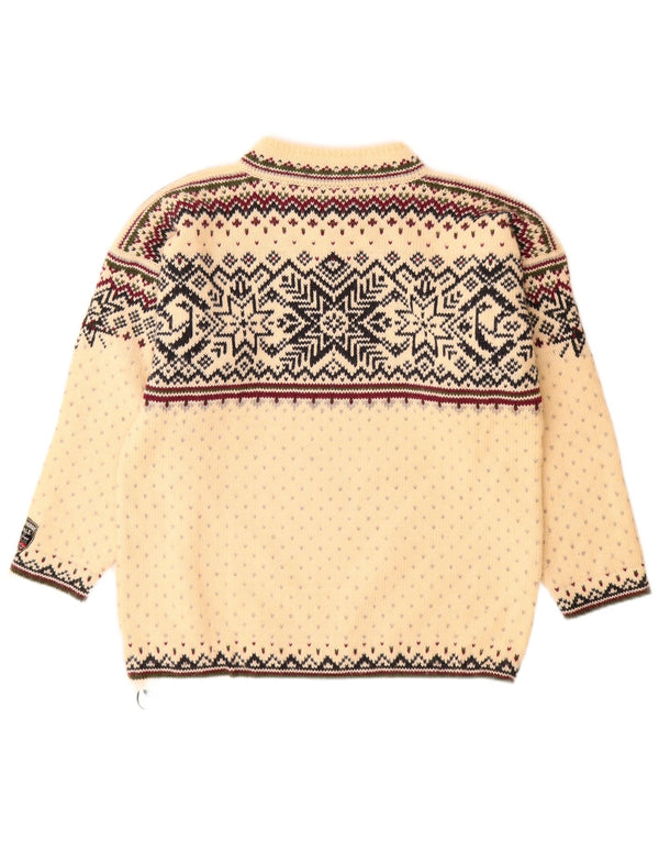 Dale of Norway Mens Zip Neck Jumper Sweater Small Beige Fair Isle New Wool